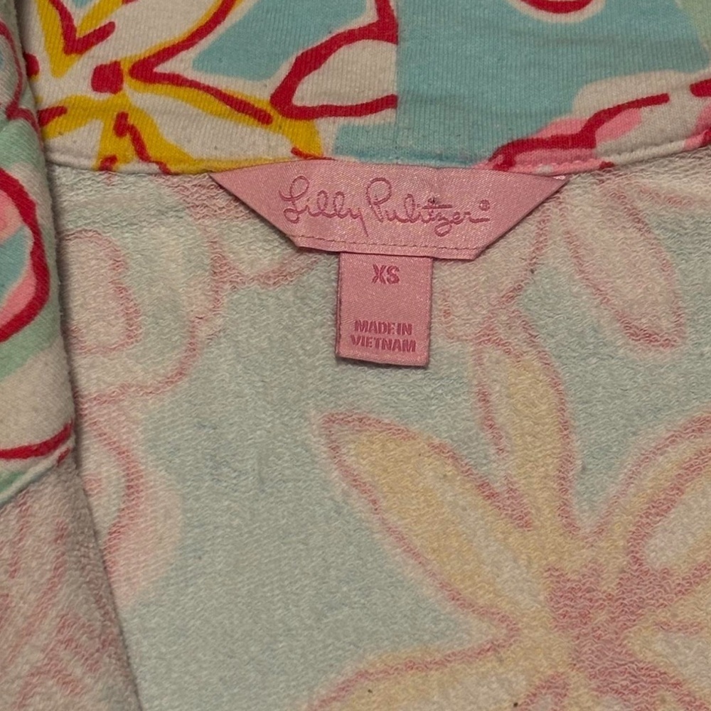 Lilly Pulitzer Skipper Popover Sweatshirt XS Floral Half Zip Pullover Preppy - Picture 5 of 5